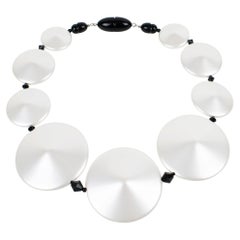 Angela Caputi Pearlized White and Black Resin Necklace
