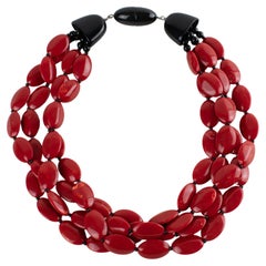 Angela Caputi Red Cinnabar Resin Multi-Strand Necklace