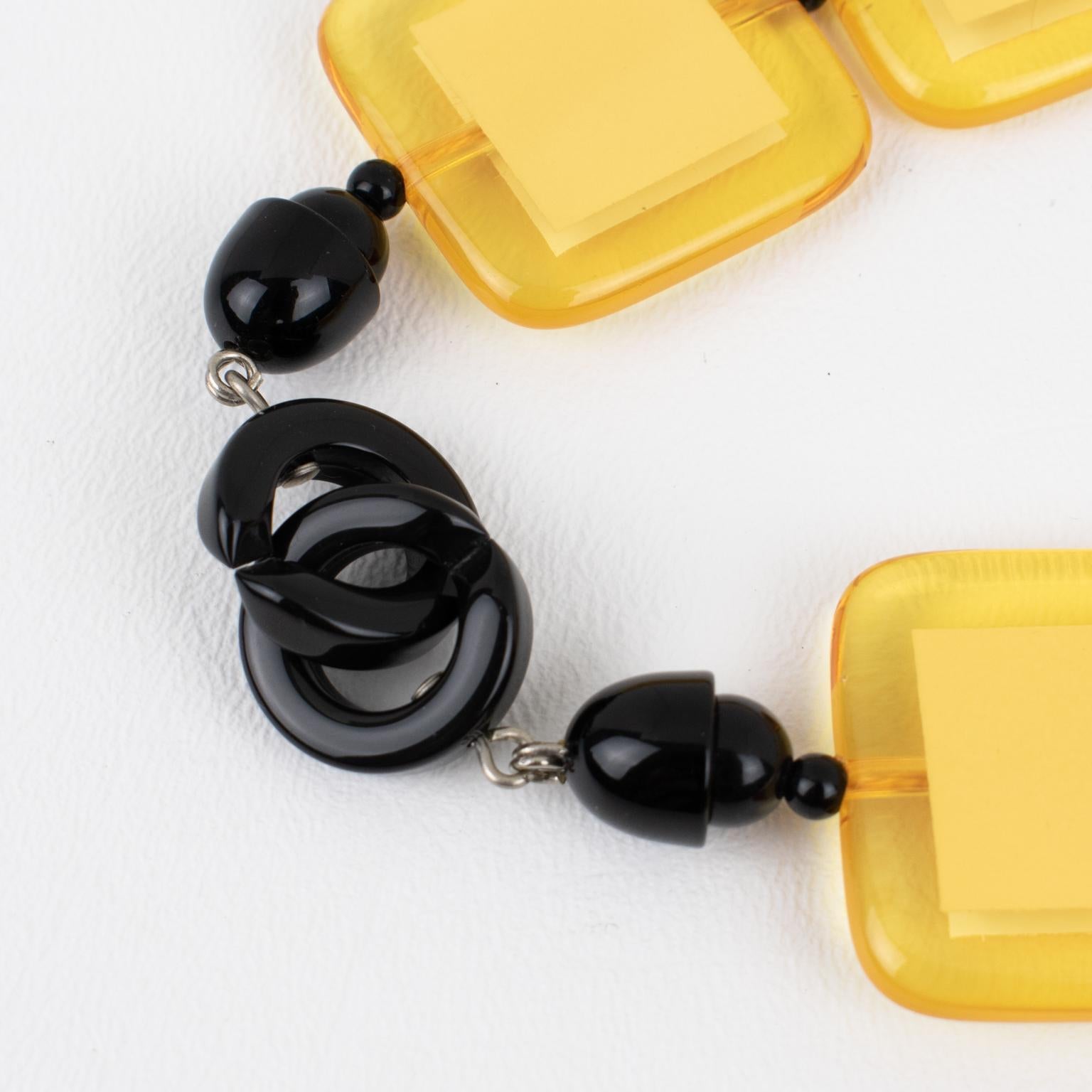 Angela Caputi Yellow and Black Resin Necklace For Sale 5