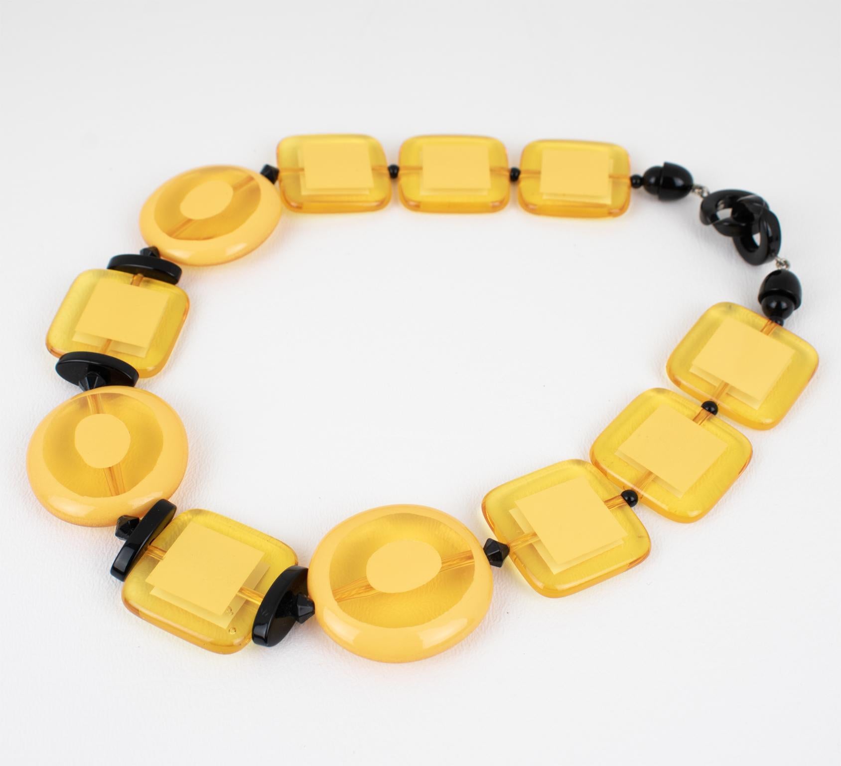 Angela Caputi Yellow and Black Resin Necklace For Sale 1