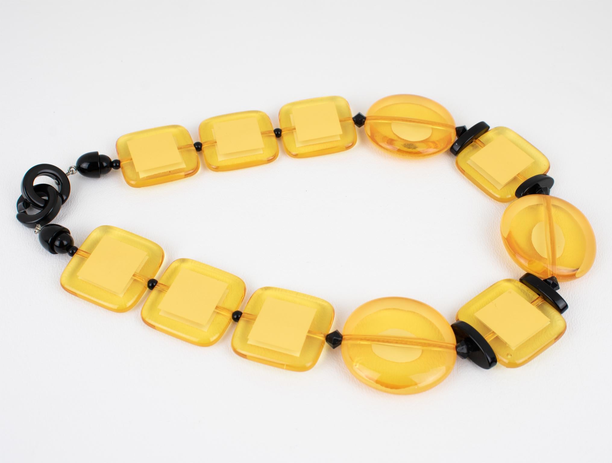 Angela Caputi Yellow and Black Resin Necklace For Sale 2