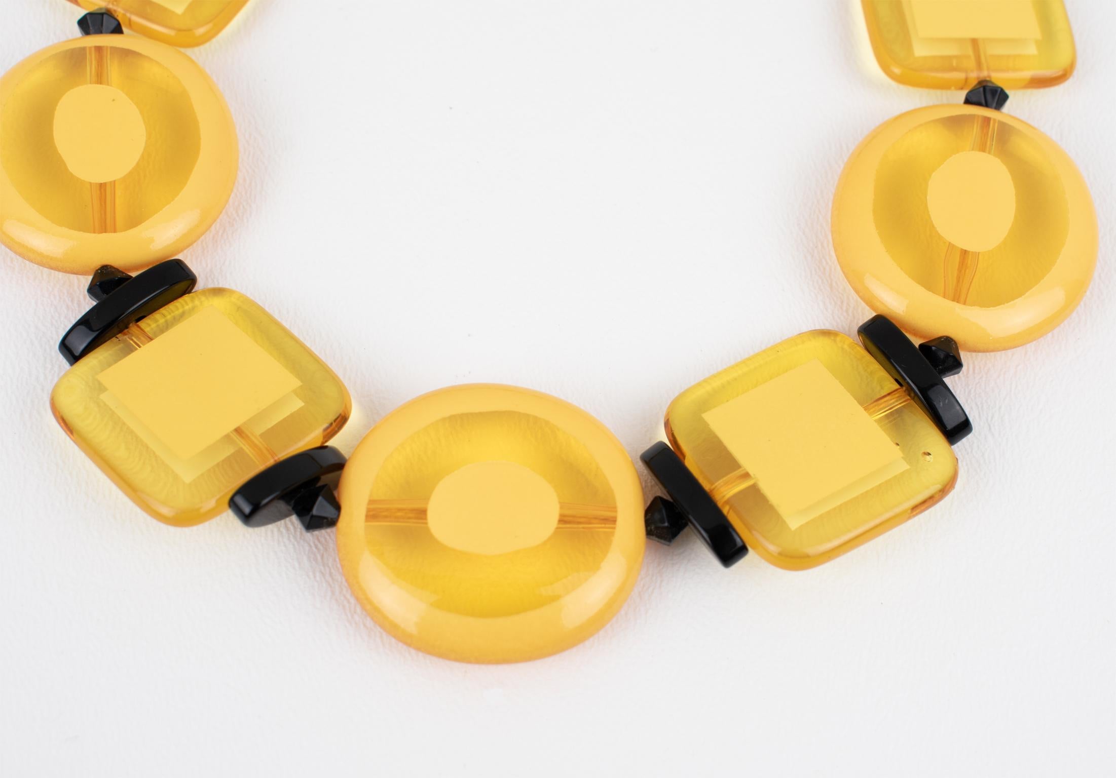 Angela Caputi Yellow and Black Resin Necklace For Sale 3