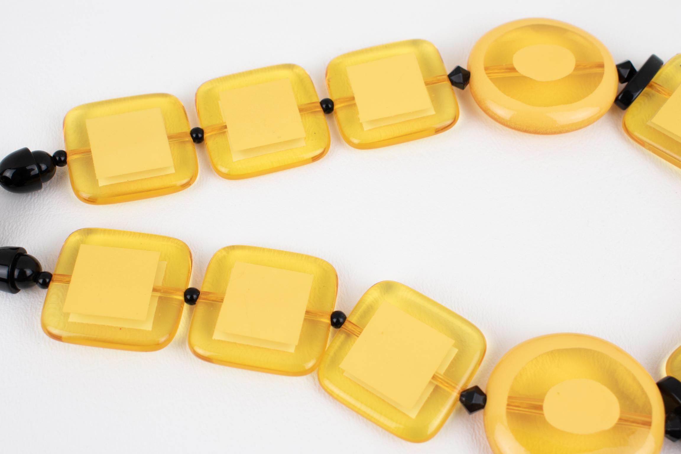 Angela Caputi Yellow and Black Resin Necklace For Sale 4