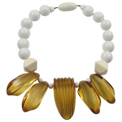 Angela Caputi Resin Choker Necklace White and Applejuice