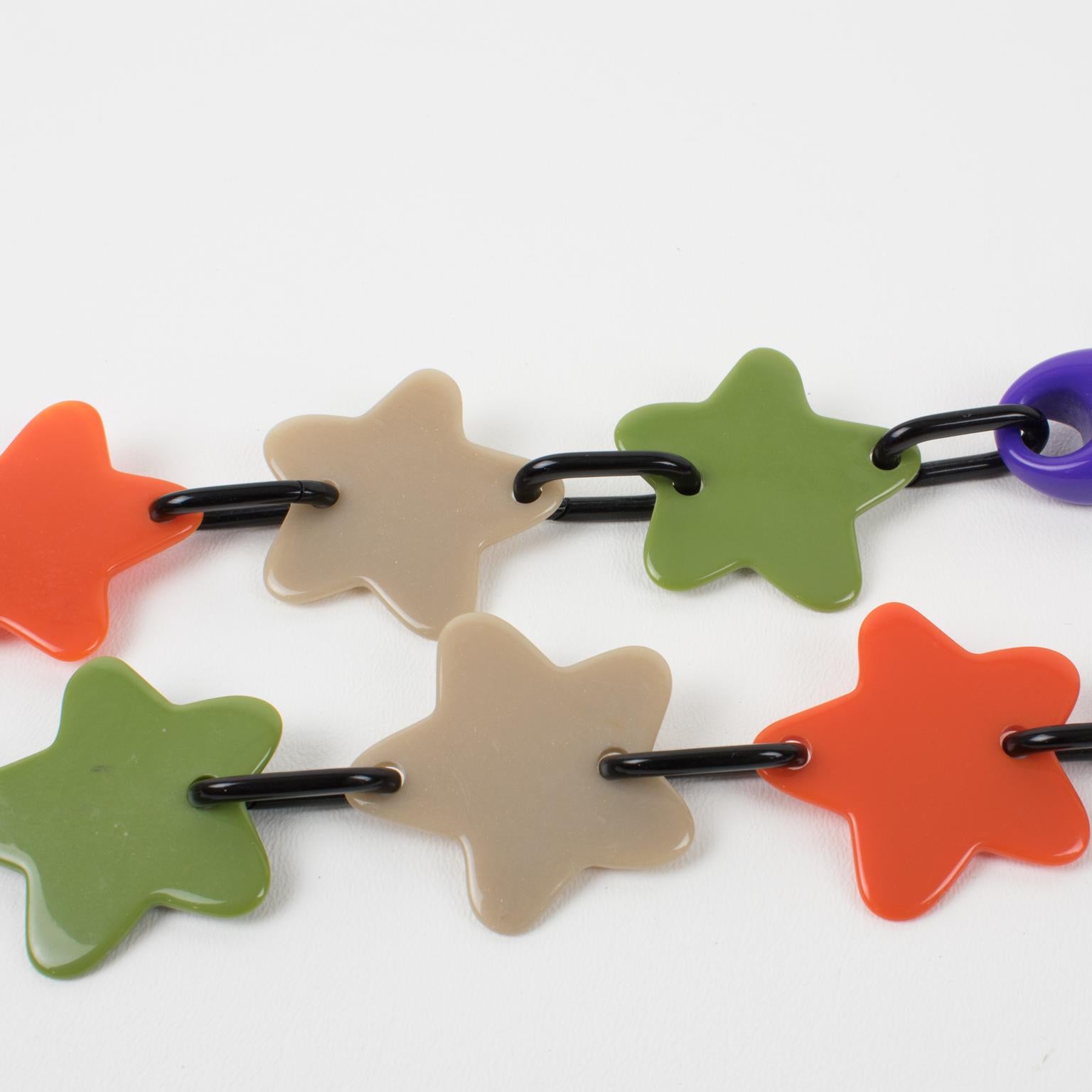 Angela Caputi Resin Long Necklace with Multicolor Stars For Sale 3