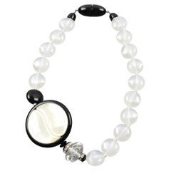 Angela Caputi Resin Necklace in Black and Pearl White