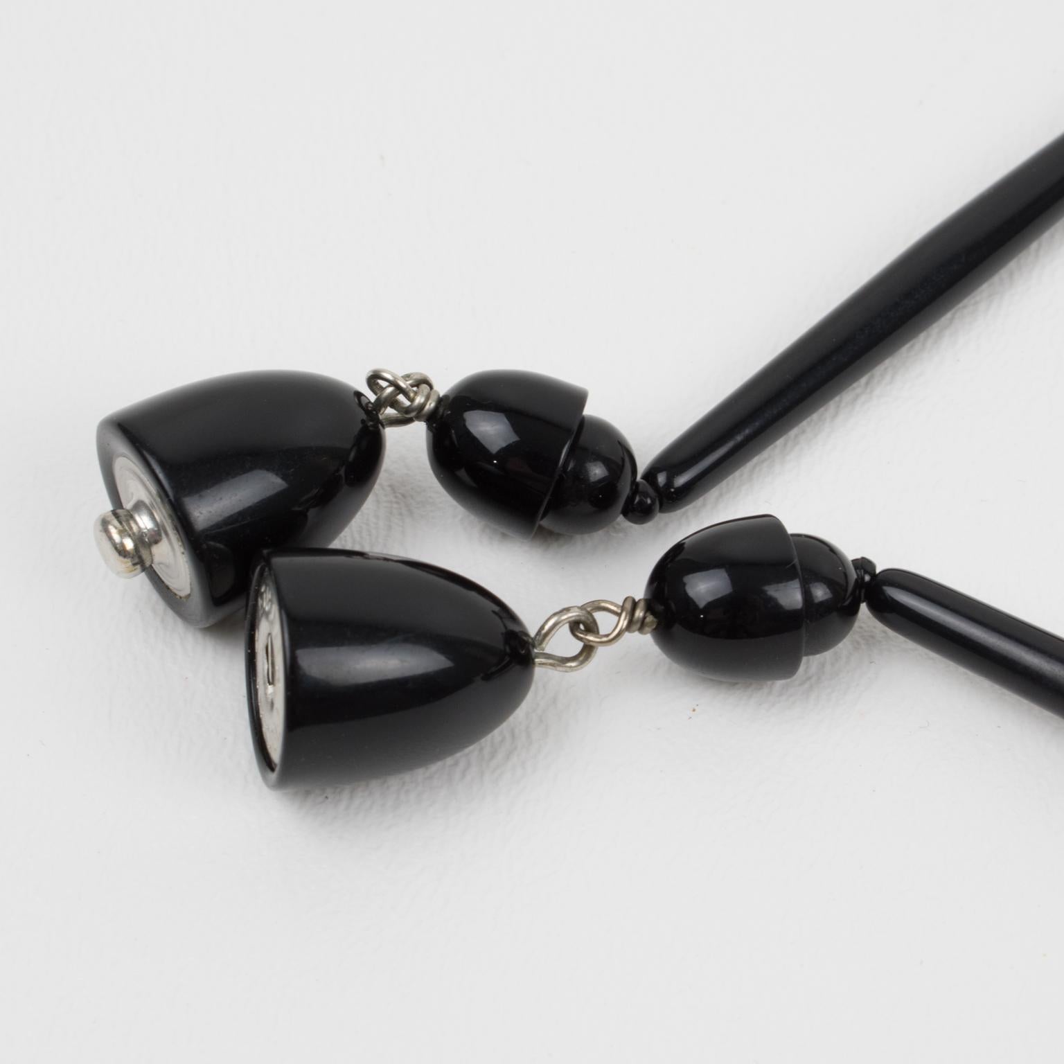 Angela Caputi Tortoiseshell and Black Resin Long Necklace For Sale 3