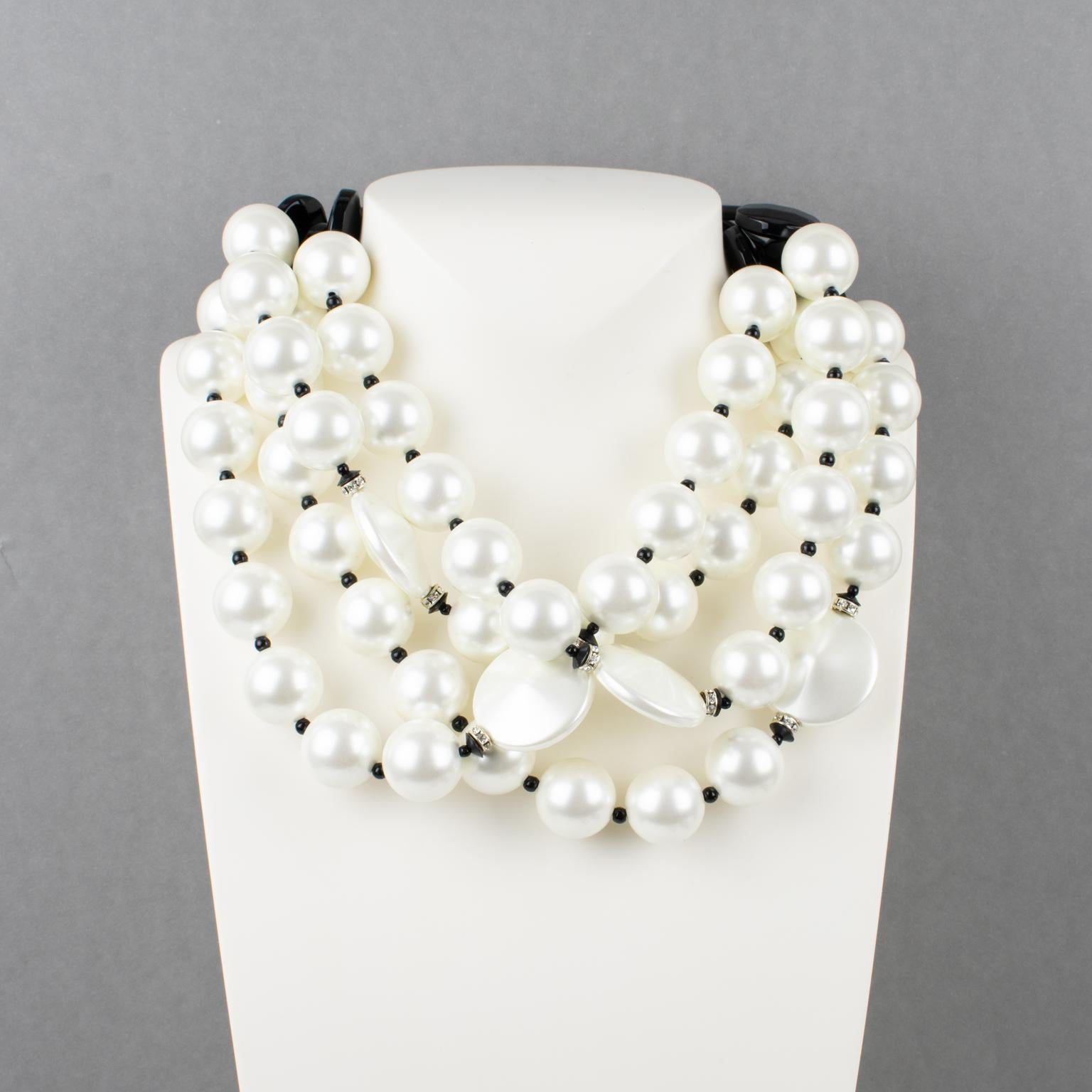 Modern Angela Caputi Italy Faux-Pearl Multi-Strand Necklace