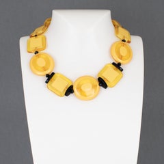 Angela Caputi Yellow and Black Resin Geometric Choker Necklace