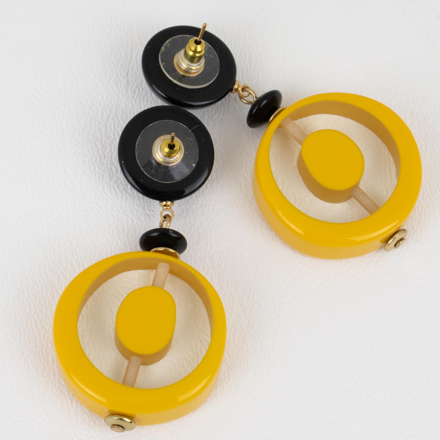 Women's or Men's Angela Caputi Marigold Resin Dangle Pierced Earrings For Sale