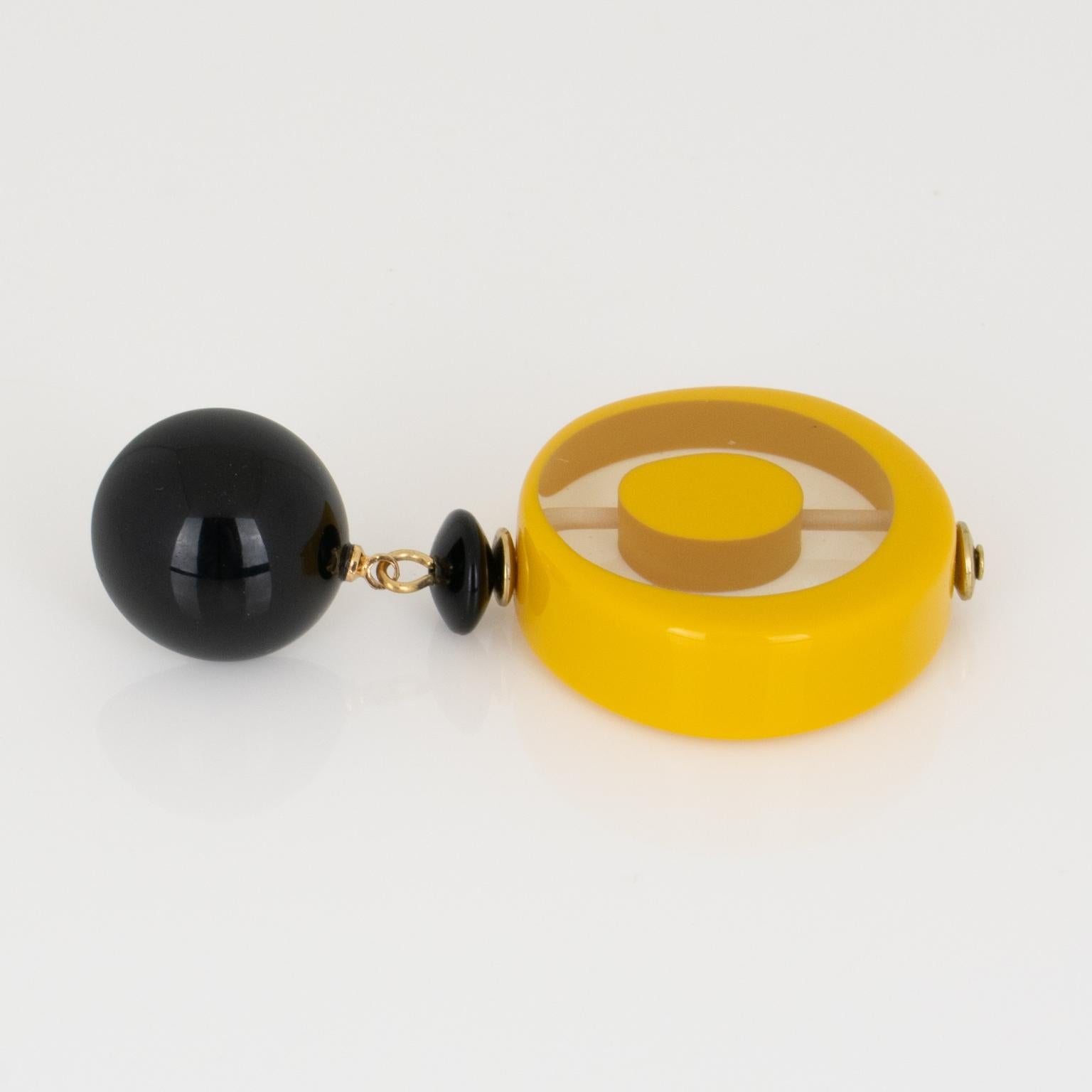 Angela Caputi Marigold Resin Dangle Pierced Earrings For Sale 1
