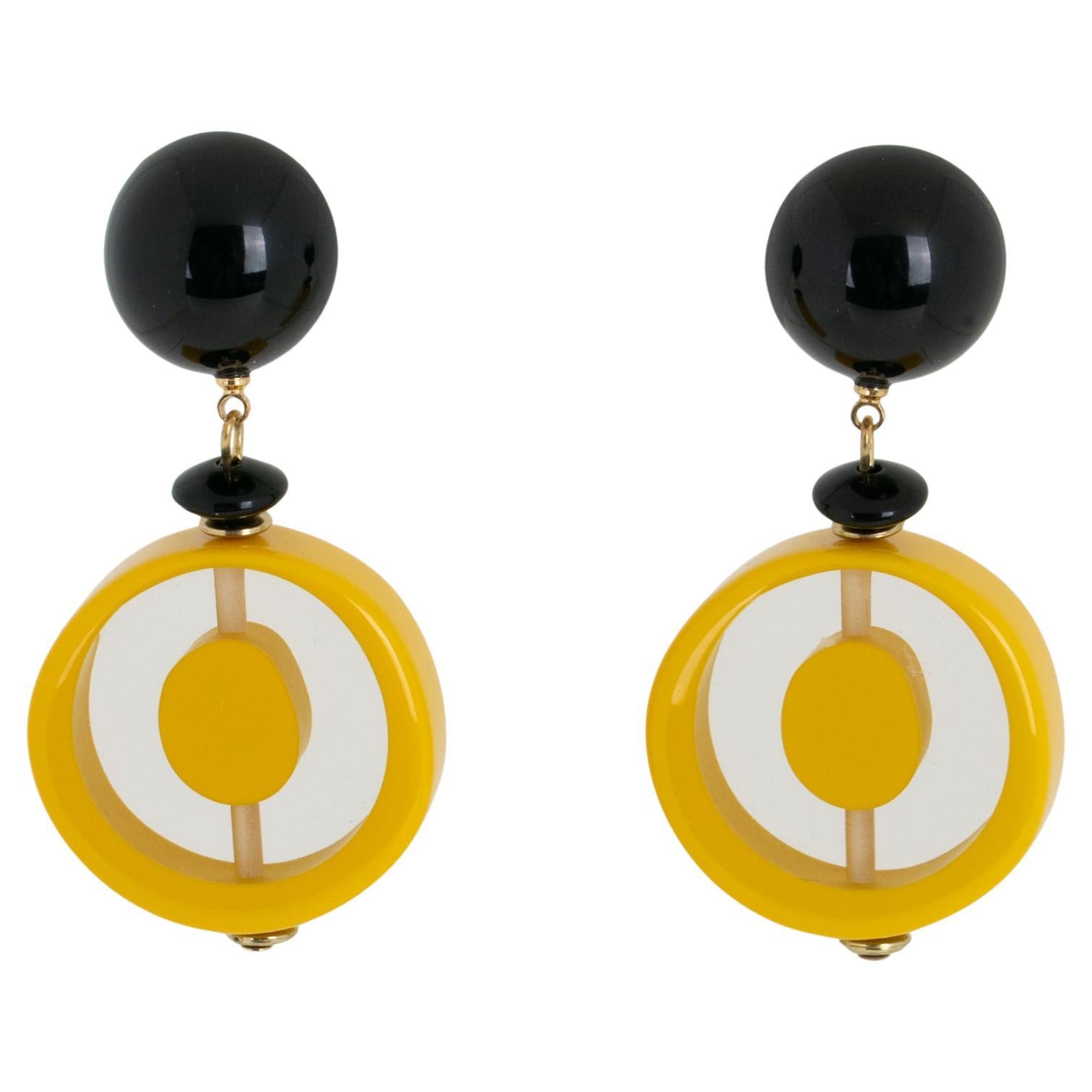 Angela Caputi Marigold Resin Dangle Pierced Earrings For Sale