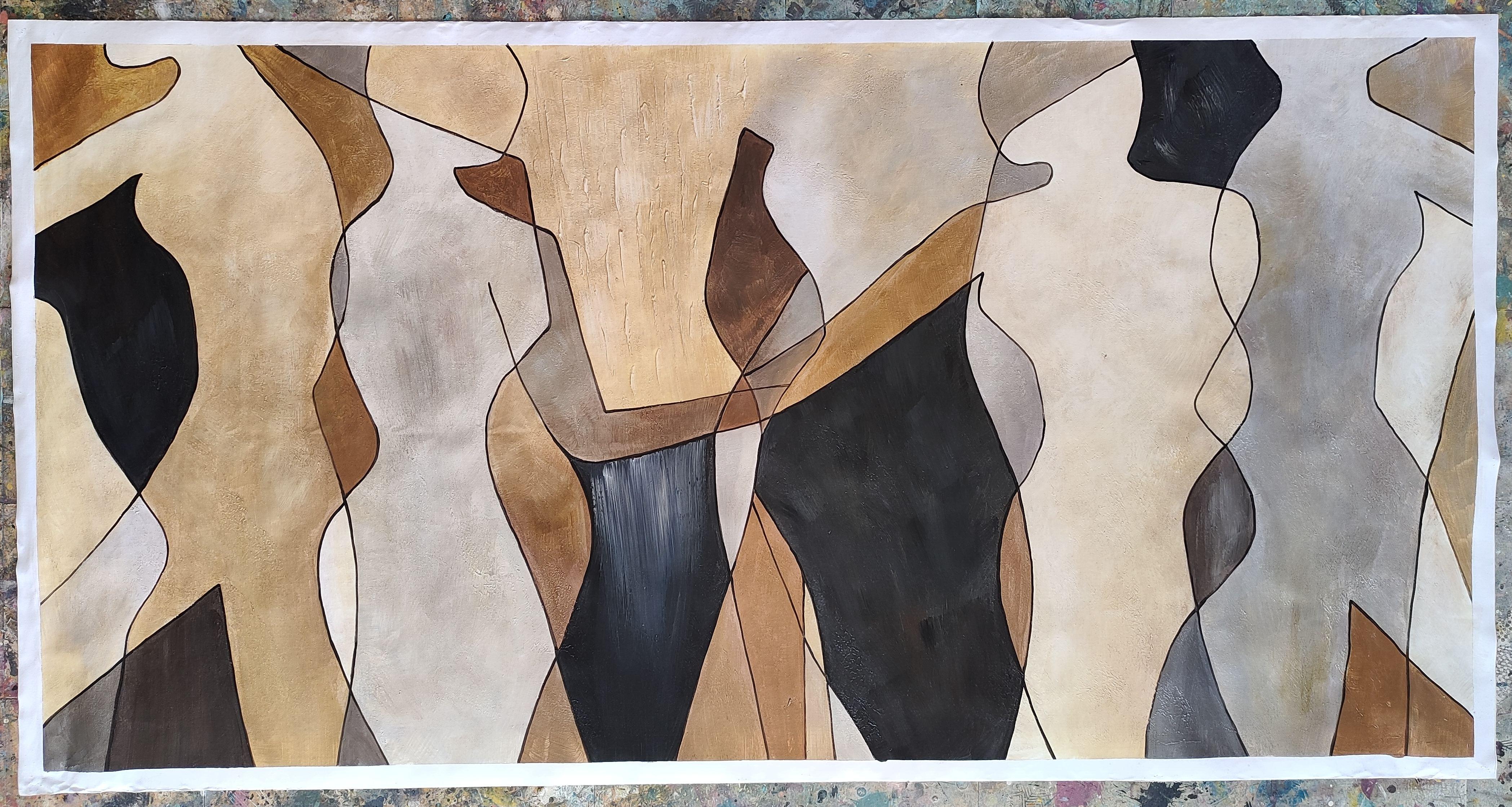 FEMMES - Beige Landscape Painting par Angela Casares