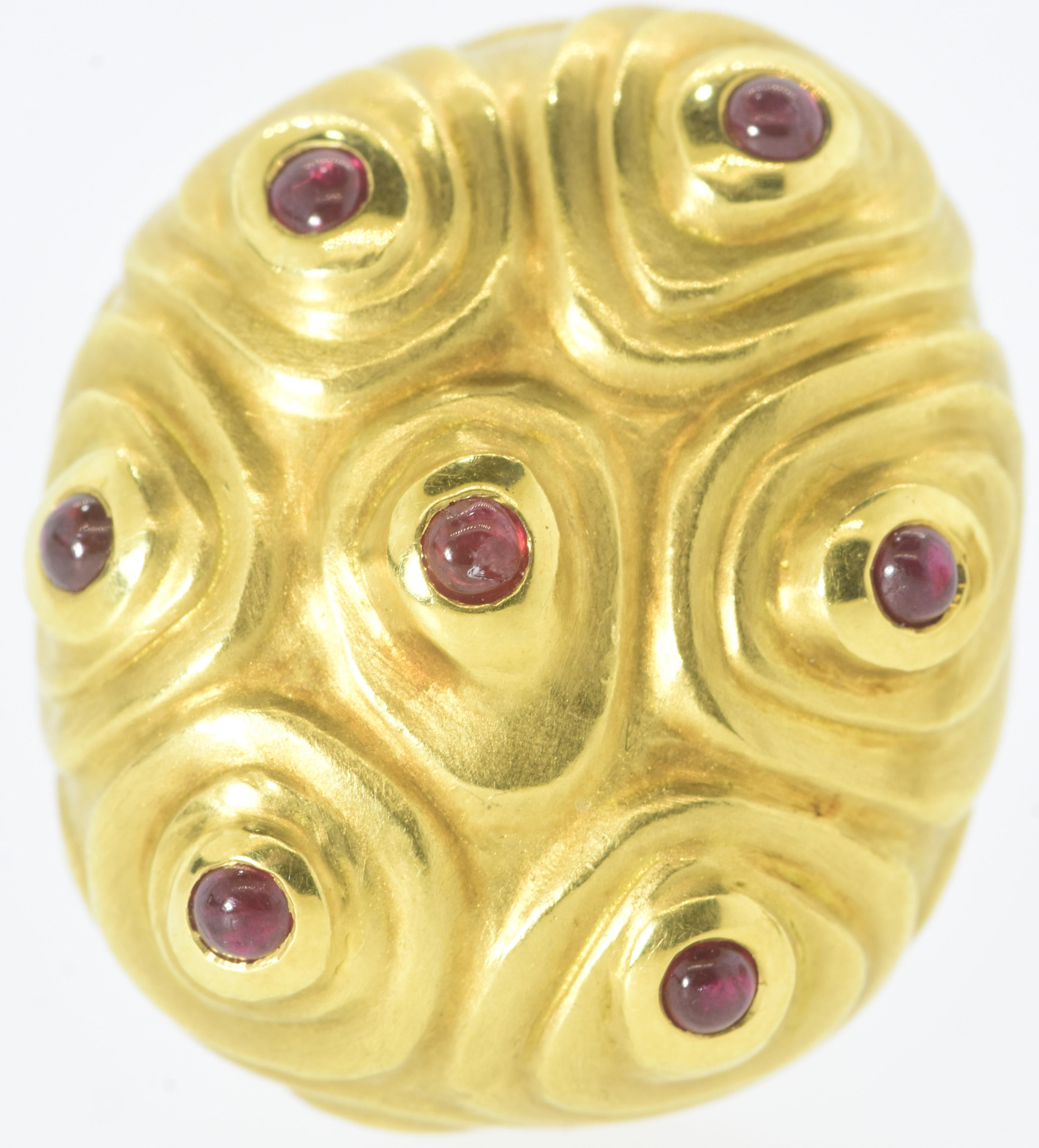 Cabochon Angela Cumming Vintage Large  18K and Ruby Earrings, c. 1989 For Sale