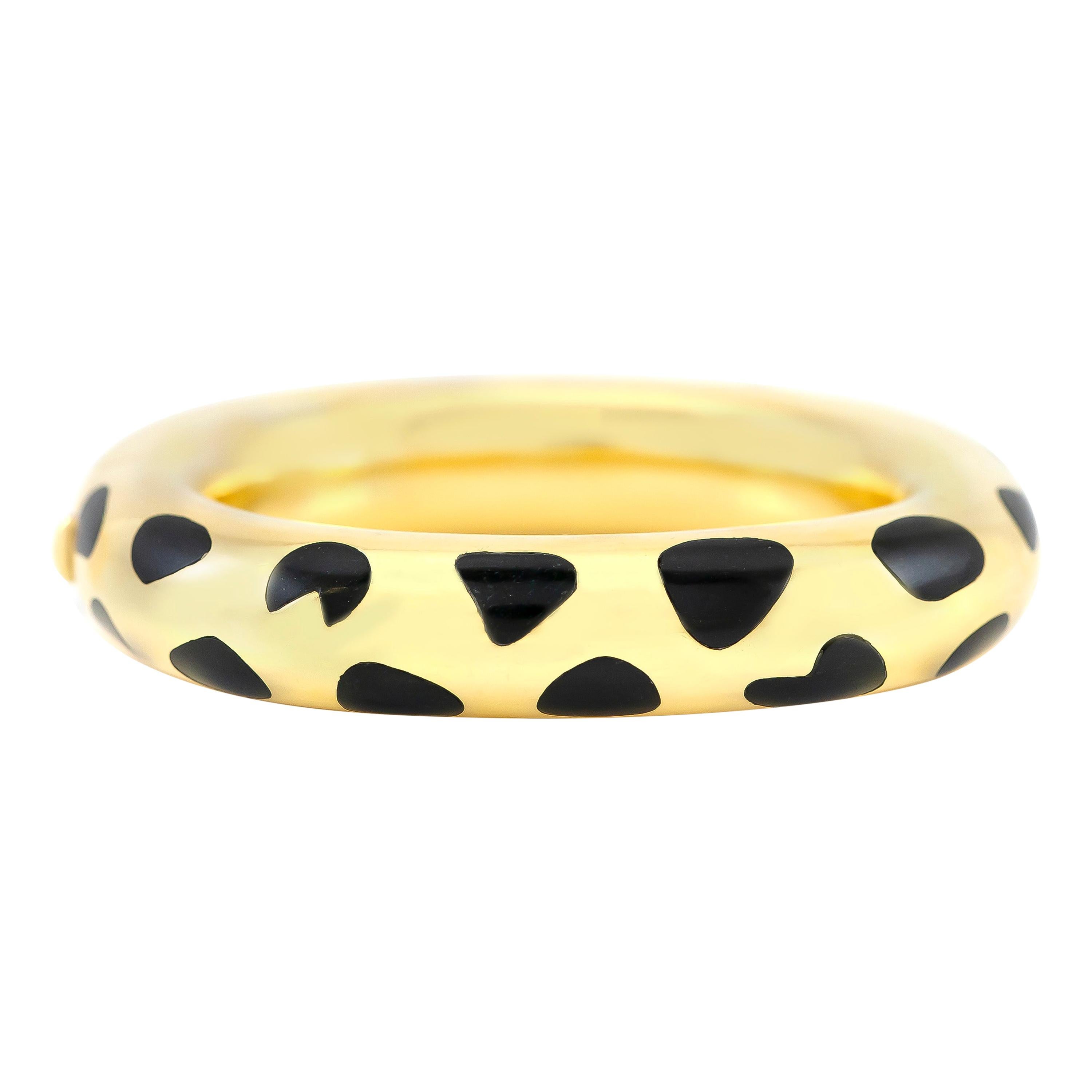 Tiffany & Co. Angela Cummings Gold and Black Jade Cheetah Print Bangle Bracelet