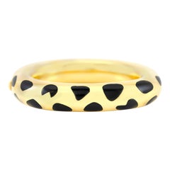 Tiffany & Co. Angela Cummings Gold and Black Jade Cheetah Print Bangle Bracelet