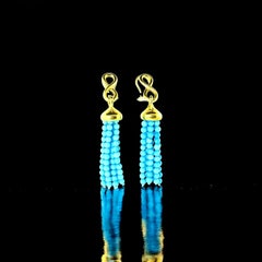 Angela Cummings 18K and Sleeping Beauty Turquoise Finely Made Earrings, c. 1990