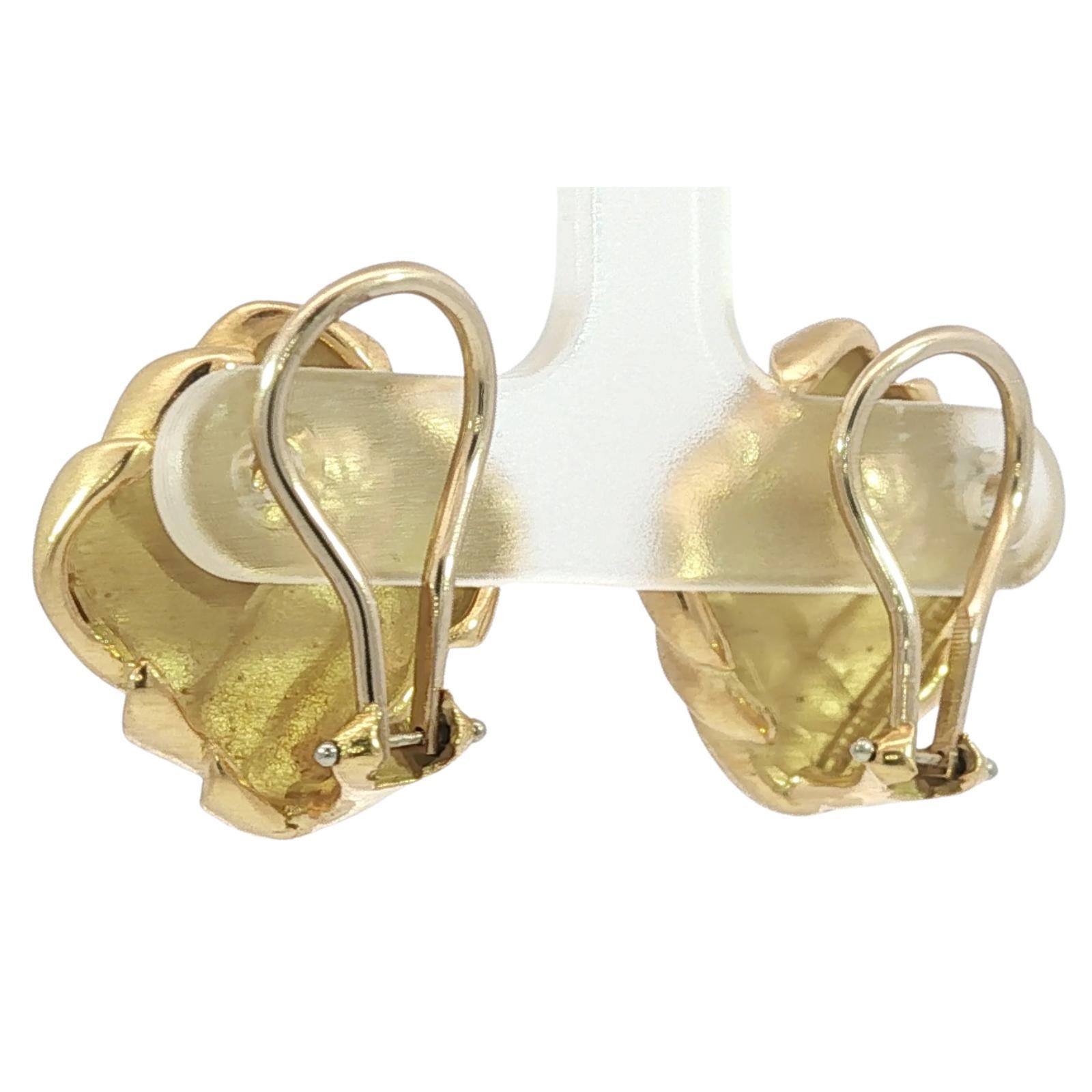 Angela Cummings 18K Earrings 1986 Woven Matted Finish Yellow Gold Clip Ons in vendita 1