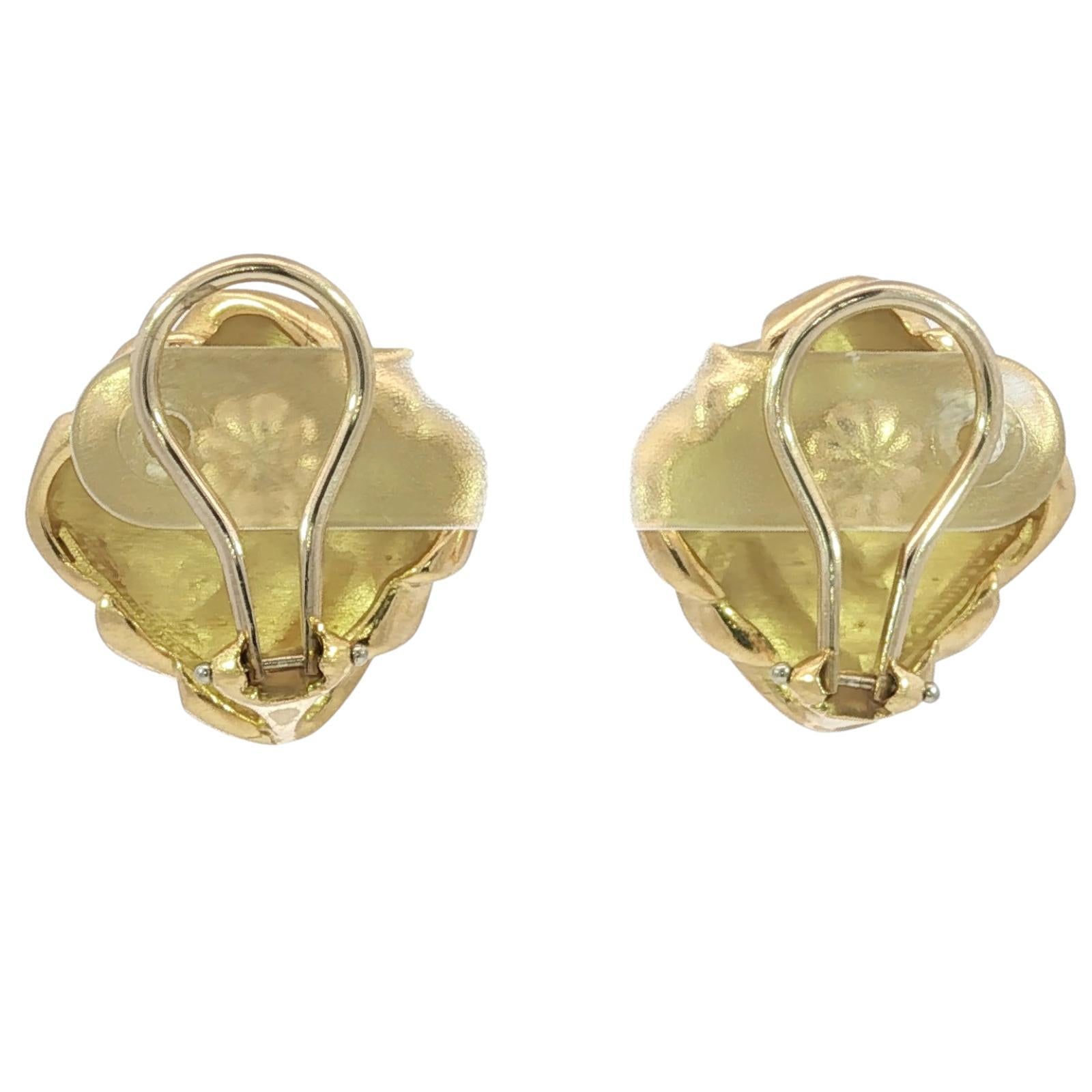 Angela Cummings 18K Earrings 1986 Woven Matted Finish Yellow Gold Clip Ons in vendita 2