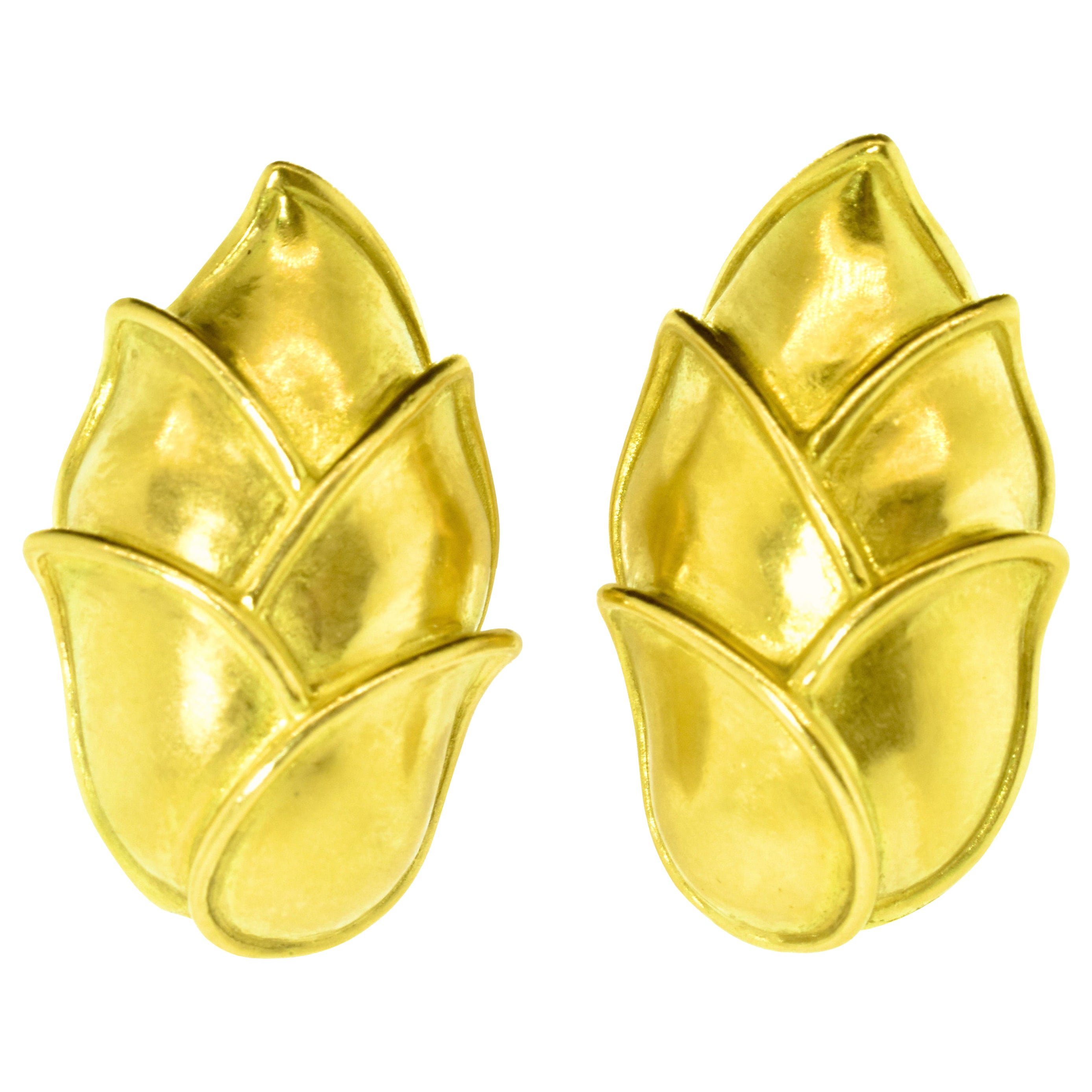 Angela Cummings 18K Fine Yellow Gold Vintage Earrings, circa 1989. Contemporáneo en venta