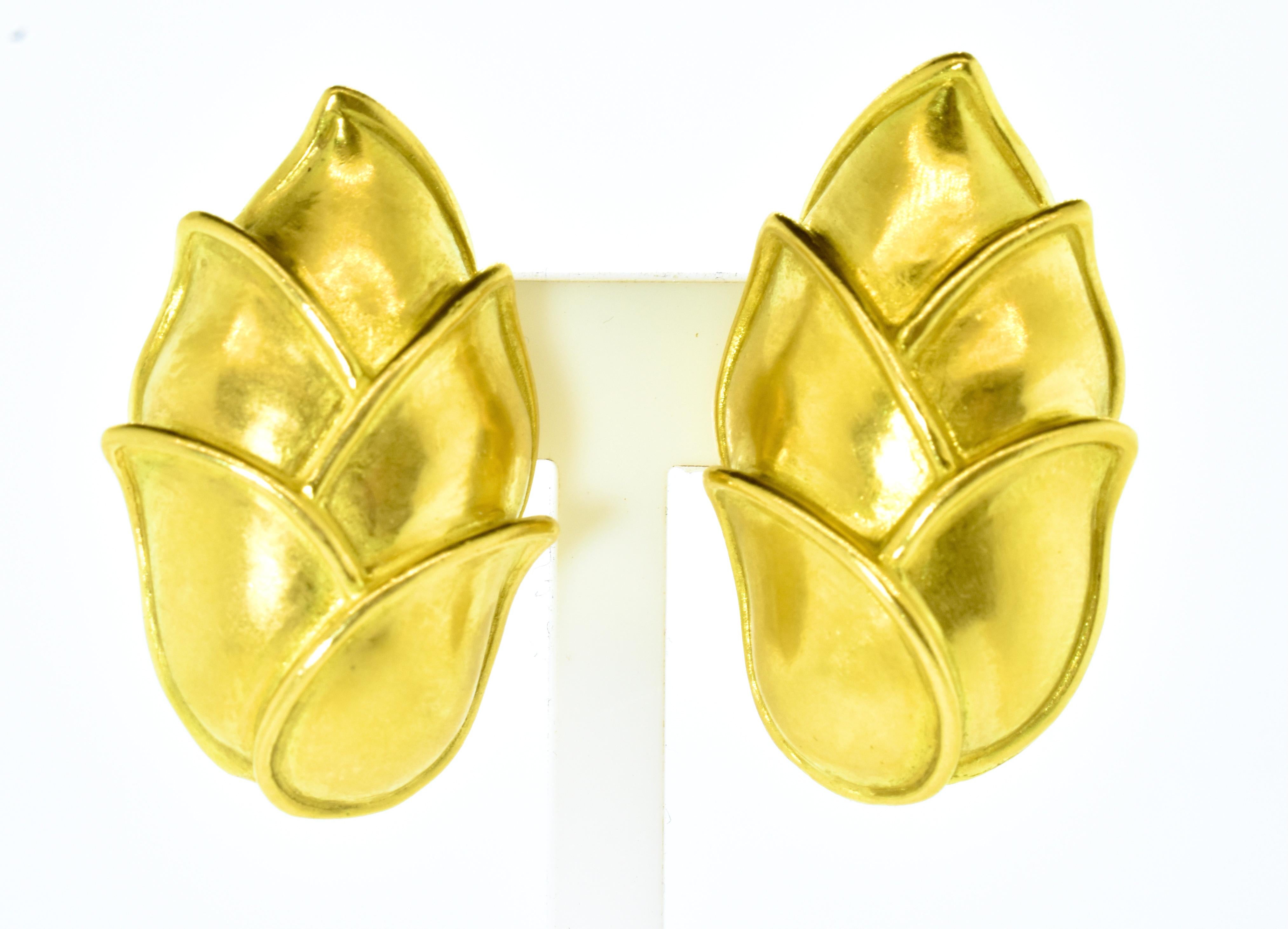 Angela Cummings 18K Fine Yellow Gold Vintage Earrings, circa 1989. en venta 2