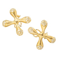 Angela Cummings 18k Gold Diamond "Jacks" Earrings