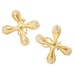 Angela Cummings 18k Gold Diamond "Jacks" Earrings