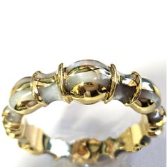 Angela Cummings 18k Gold Hinged Bangle Bracelet with Mother-of-Pearl Inlay, 75.7