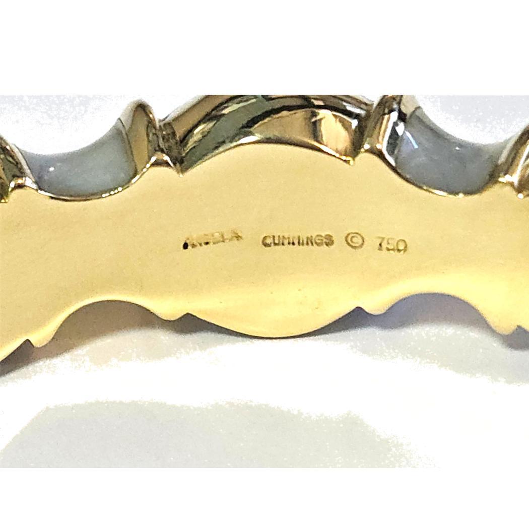 Bracelet à charnière en or 18k avec incrustation de nacre, 75.7 Excellent état - En vente à North Miami, FL