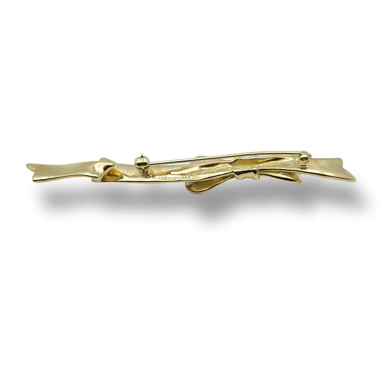 Contemporary Angela Cummings 18K Yellow Gold Bow Pin, circa 1984 For Sale