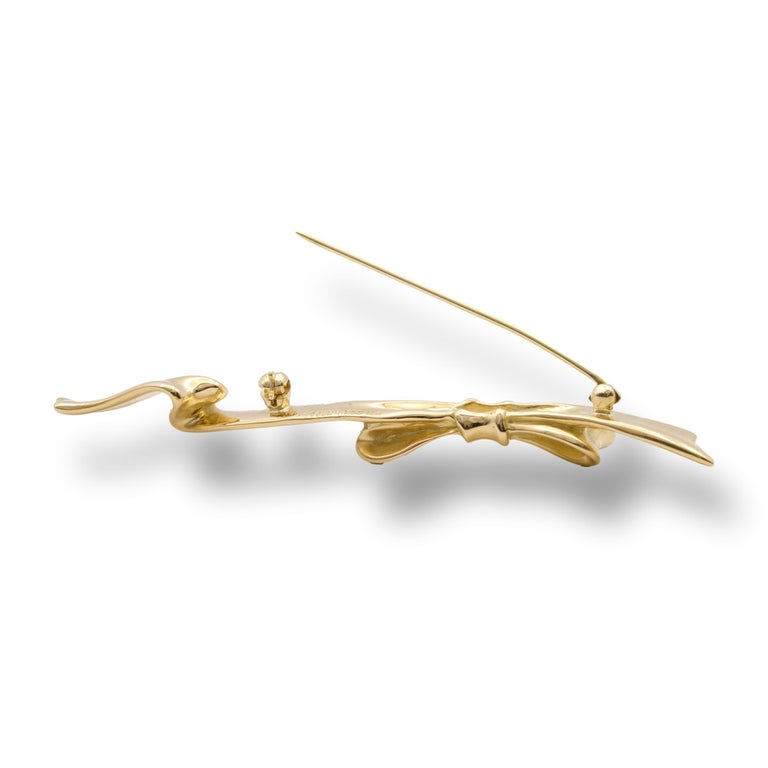 Angela Cummings 18K Yellow Gold Bow Pin, circa 1984 In Good Condition For Sale In New York, NY