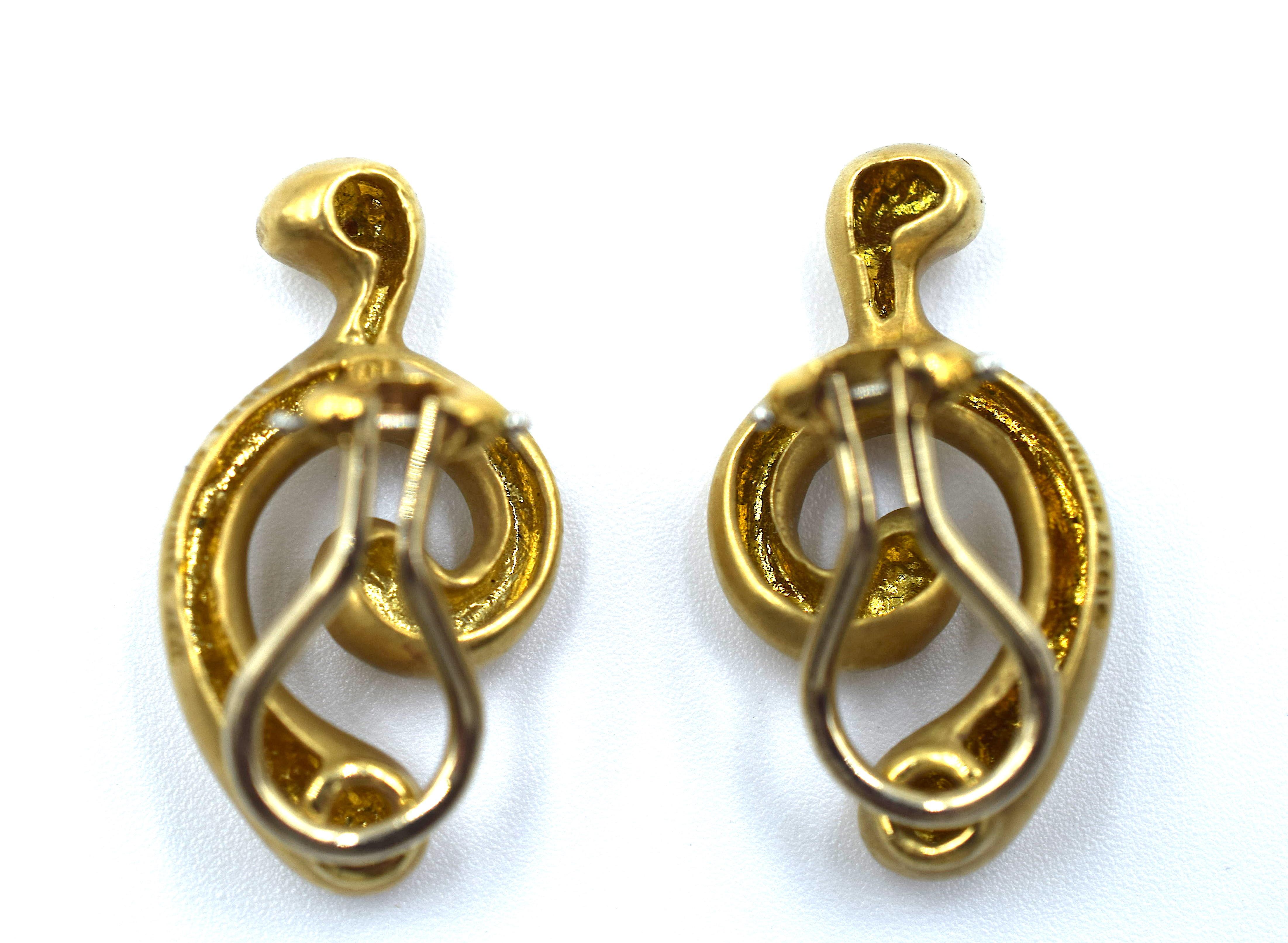 Women's Angela Cummings 18 Karat Yellow Gold Earrings Swirling Design