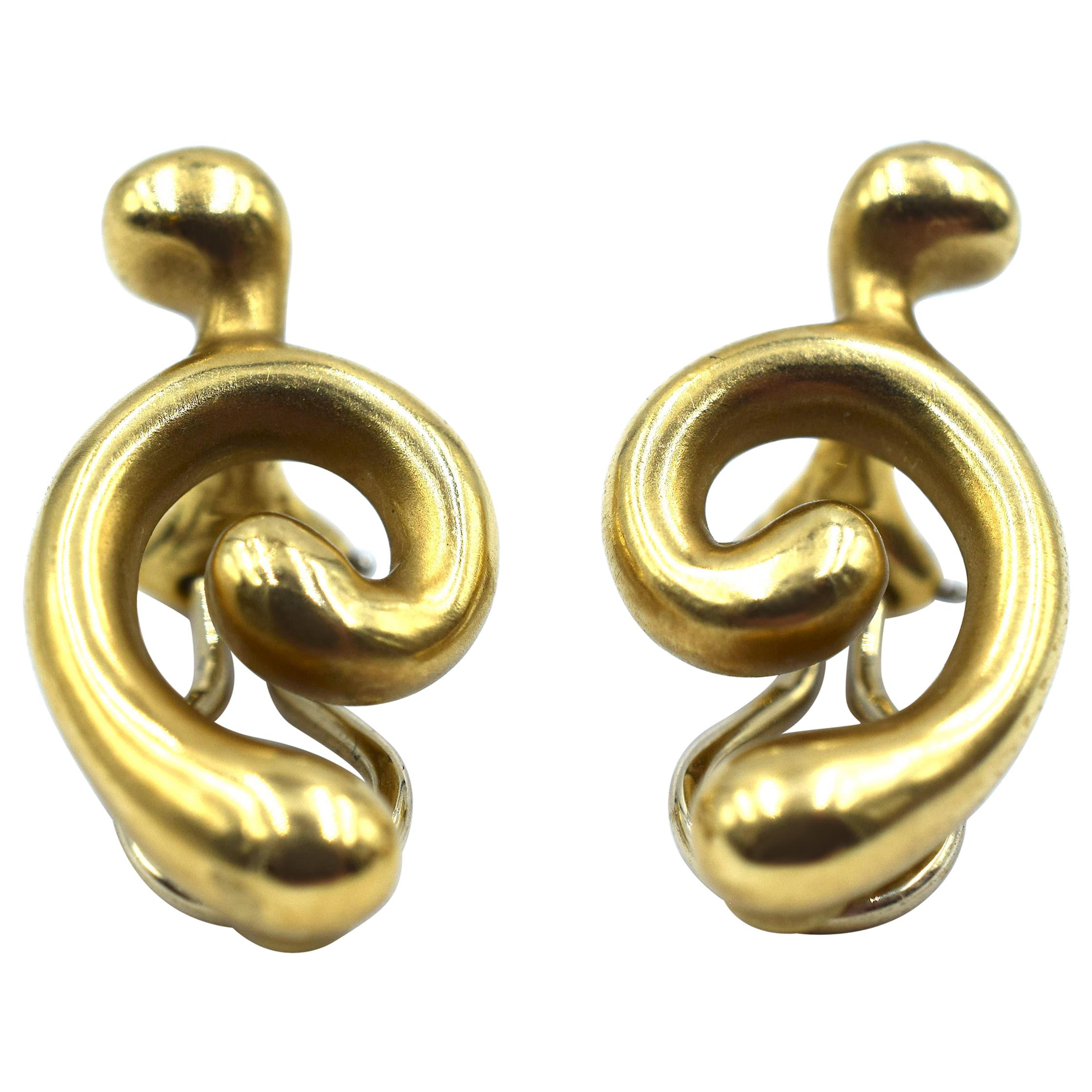 Angela Cummings 18 Karat Yellow Gold Earrings Swirling Design