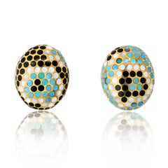 Angela Cummings 18k Yellow Gold Fire Opal, Jade 1986 Earrings