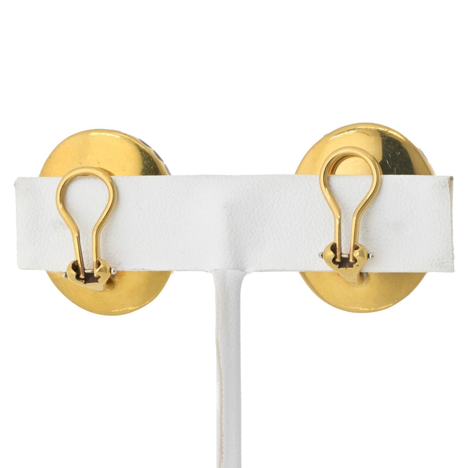Angela Cummings Ohrringe aus 18 Karat Gelbgold mit Feueropal, Jade 1986 im Zustand „Hervorragend“ im Angebot in New York, NY