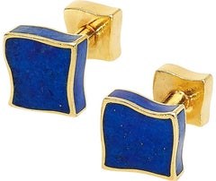 Angela Cummings 18k Yellow Gold Lapis Lazuli Vintage Cufflinks