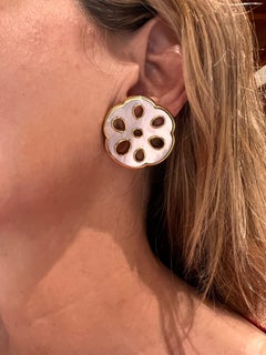 Angela Cummings 18k Yellow Gold Mother-of-Pearl Lotus Earrings