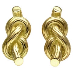 Vintage Angela Cummings 18k Yellow Gold Sailor Knot Clip On Earrings