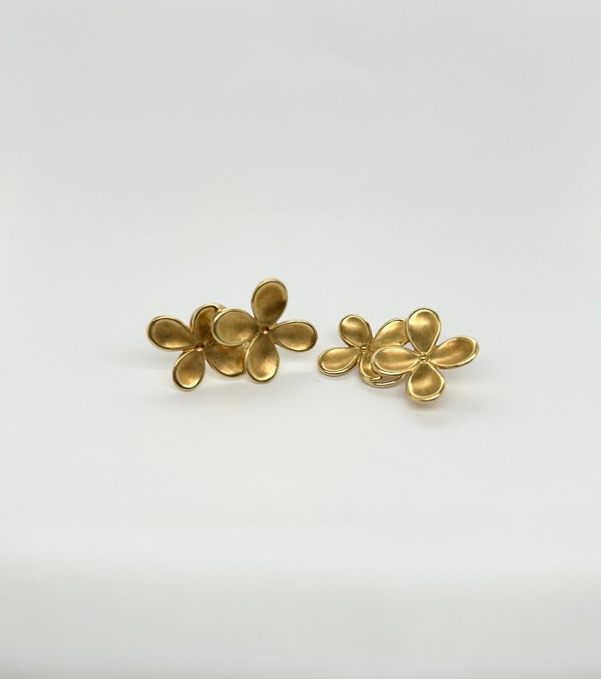 Pendientes de clip flor Angela Cummings 18k YG, marcados 1987 Cummings 18k, peso 22,2 gramos