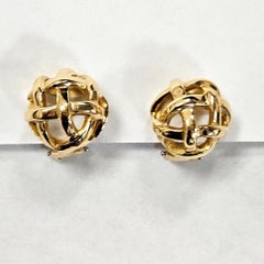 Angela Cummings 18kt Gold Woven Knot Earrings – Clip Backs -Circa 1987