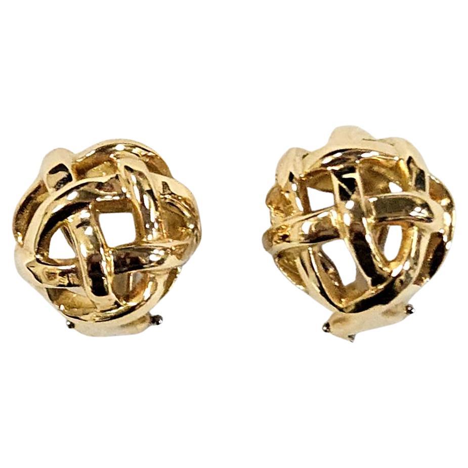 Angela Cummings Boucles d'oreilles nœud tissé en or 18kt - Clip Backs -Circa 1987