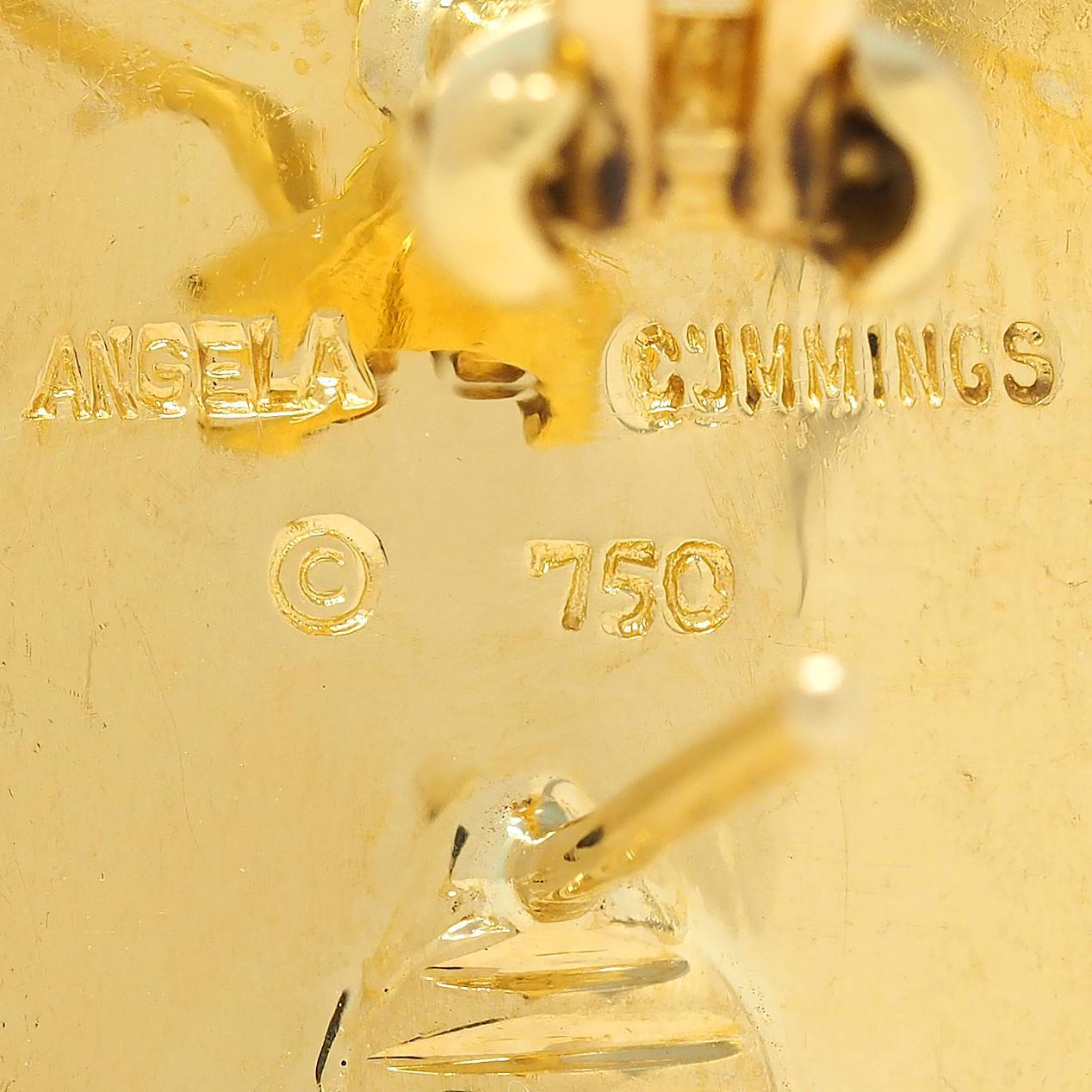 Angela Cummings 1980 Perlmutt 18 Karat Gold Vintage Checkerboard-Ohrringe im Angebot 3