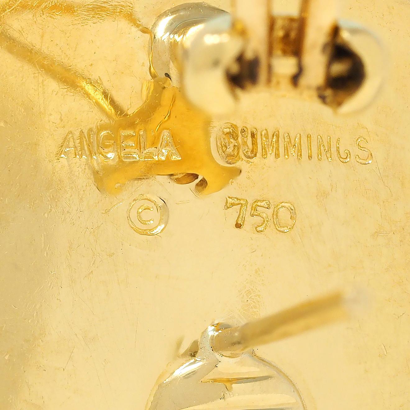 Angela Cummings 1980 Perlmutt 18 Karat Gold Vintage Checkerboard-Ohrringe im Angebot 4