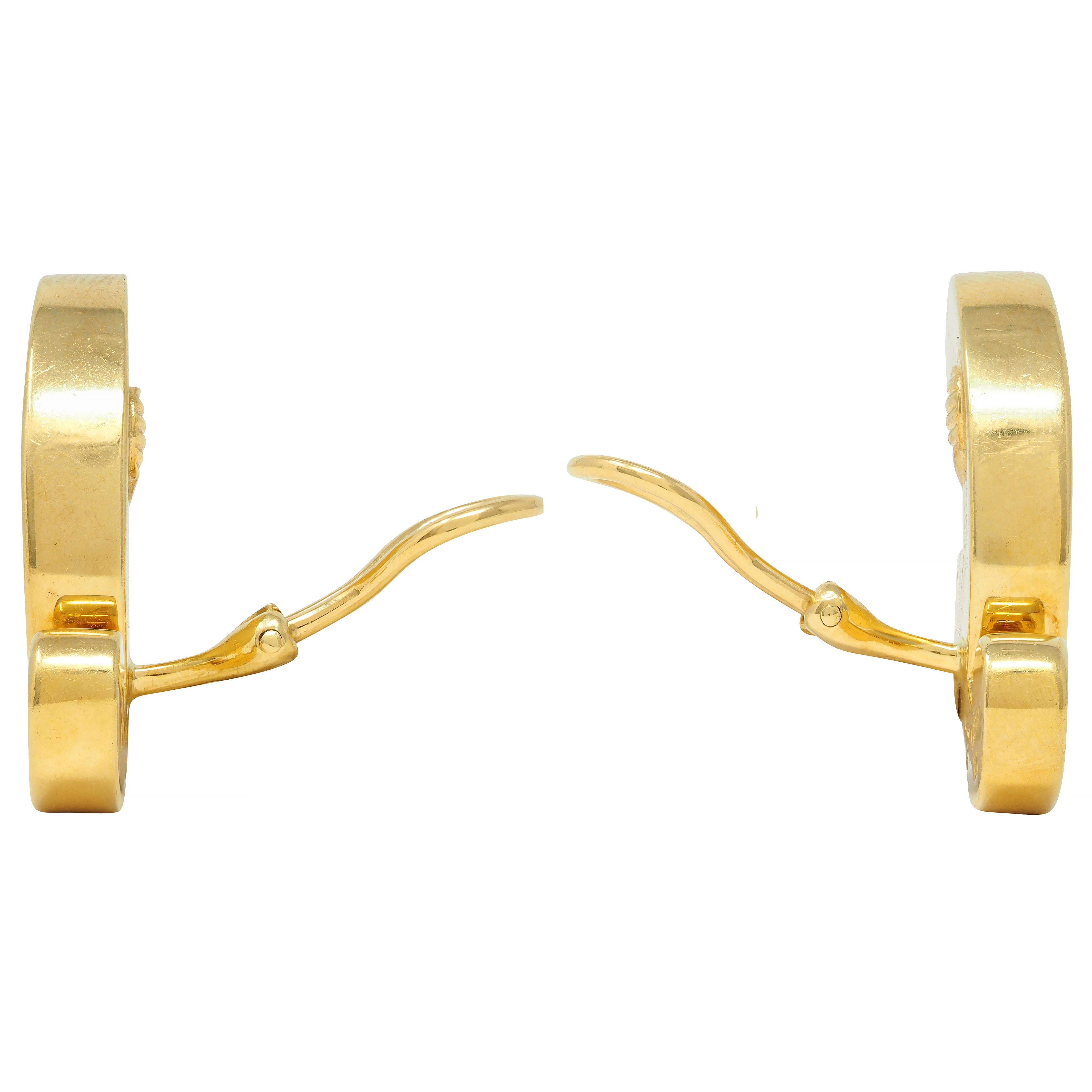 Angela Cummings 1980er Jahre Perlmutt 18 Karat Gold Schnörkel-Ohr-Clip-Ohrringe für Damen oder Herren im Angebot