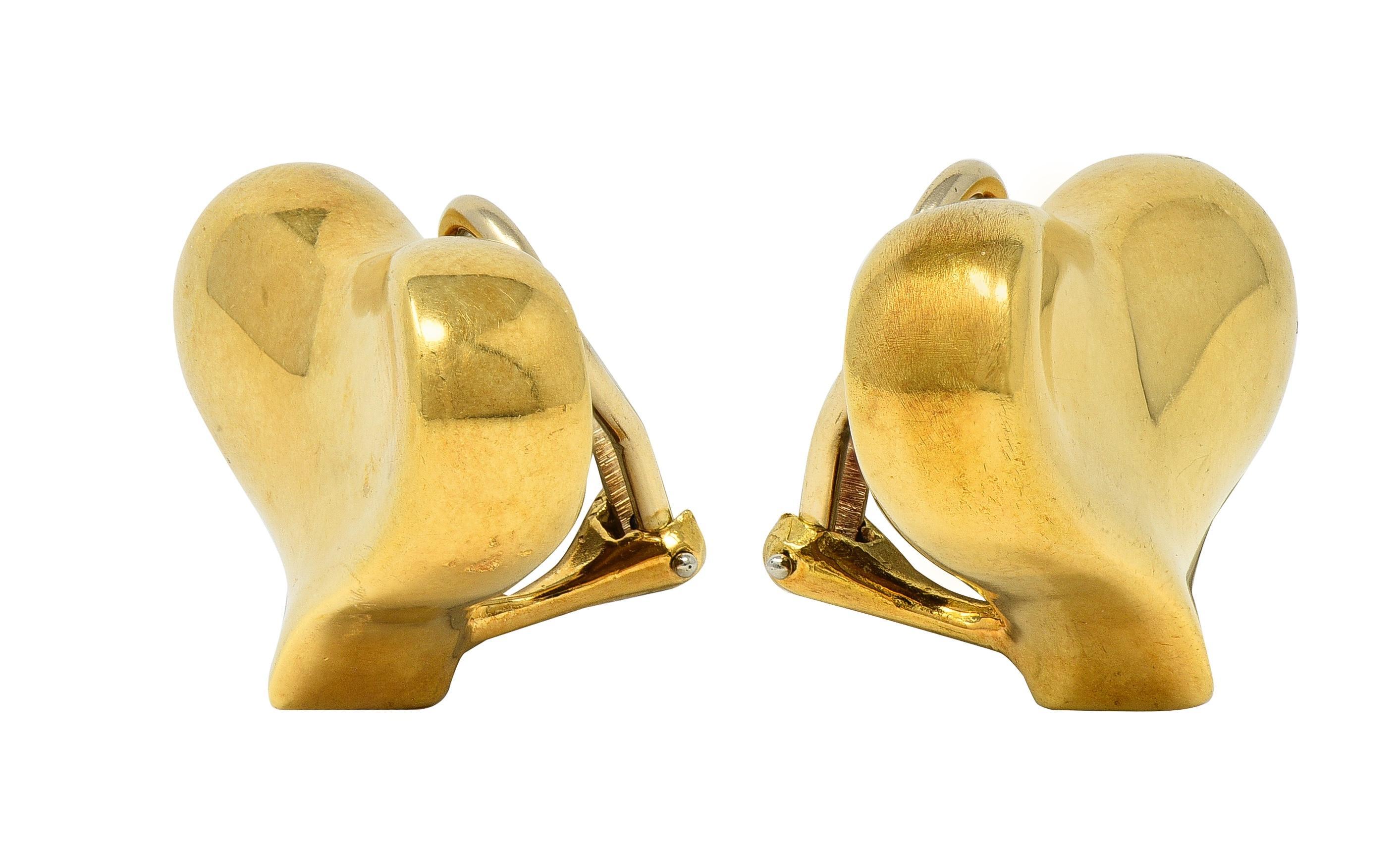 Angela Cummings 1983 18 Karat Gelbgold Vintage Herz-Ohr-Clip-Ohrringe (Moderne) im Angebot