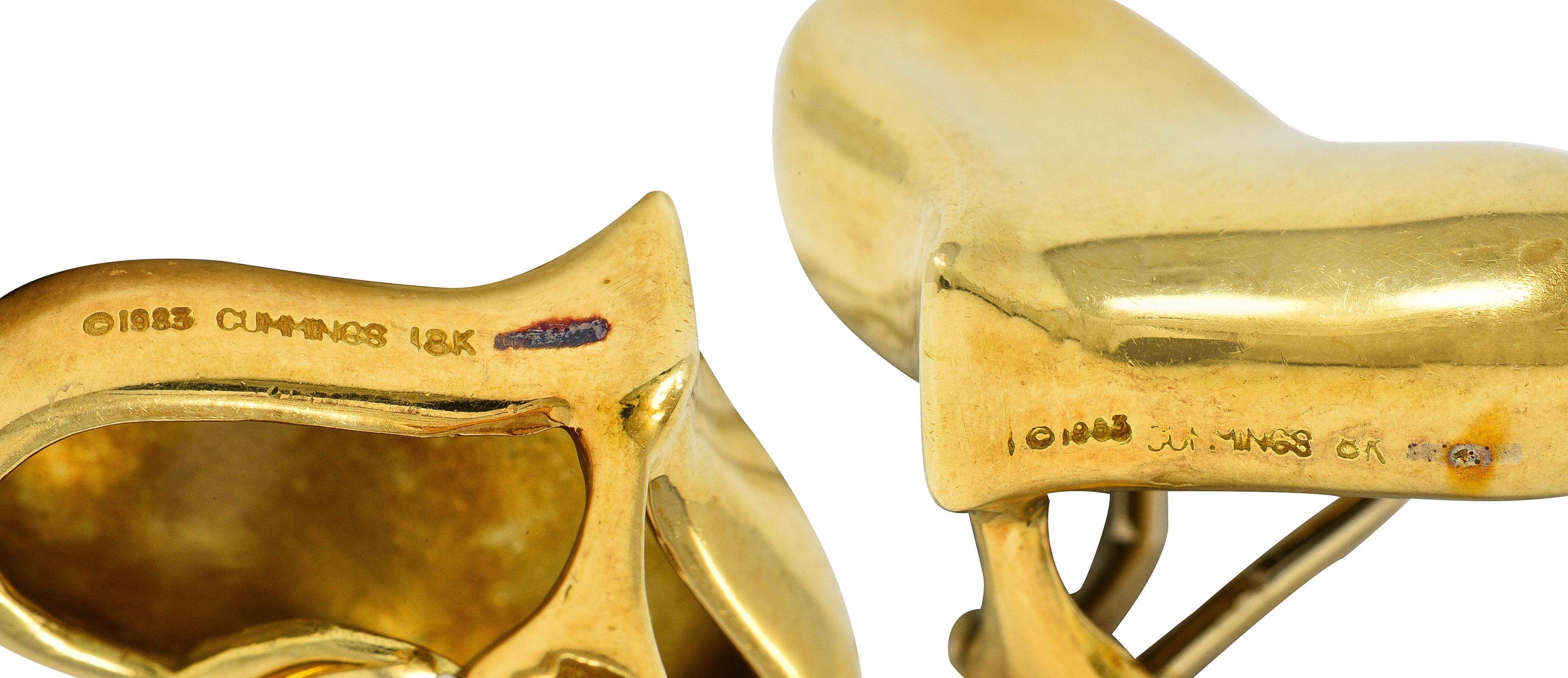 Angela Cummings 1983 18 Karat Gelbgold Vintage Herz-Ohr-Clip-Ohrringe im Angebot 1