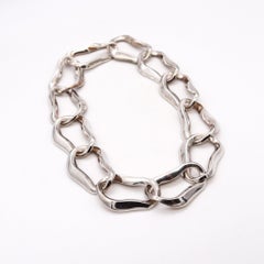 ANGELA CUMMINGS 1983 Rare Aegean Free-Forms Links Necklace .925 Sterling Silver