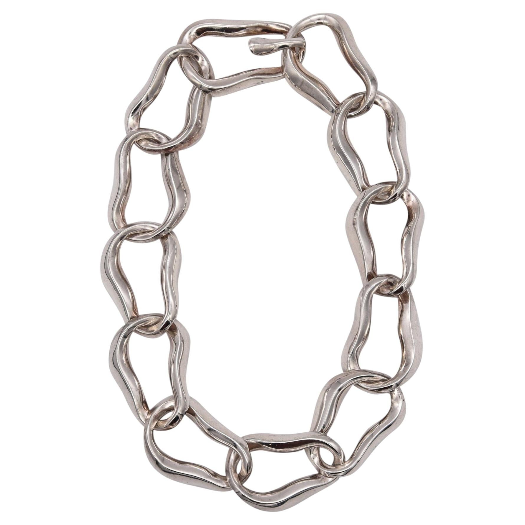 ANGELA CUMMINGS 1983. Collar «Free-Forms Links» del Egeo, una pieza única. Plata de ley 925