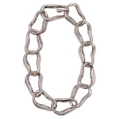 ANGELA CUMMINGS 1983 Rare Aegean Free-Forms Links Necklace .925 Sterling Silver