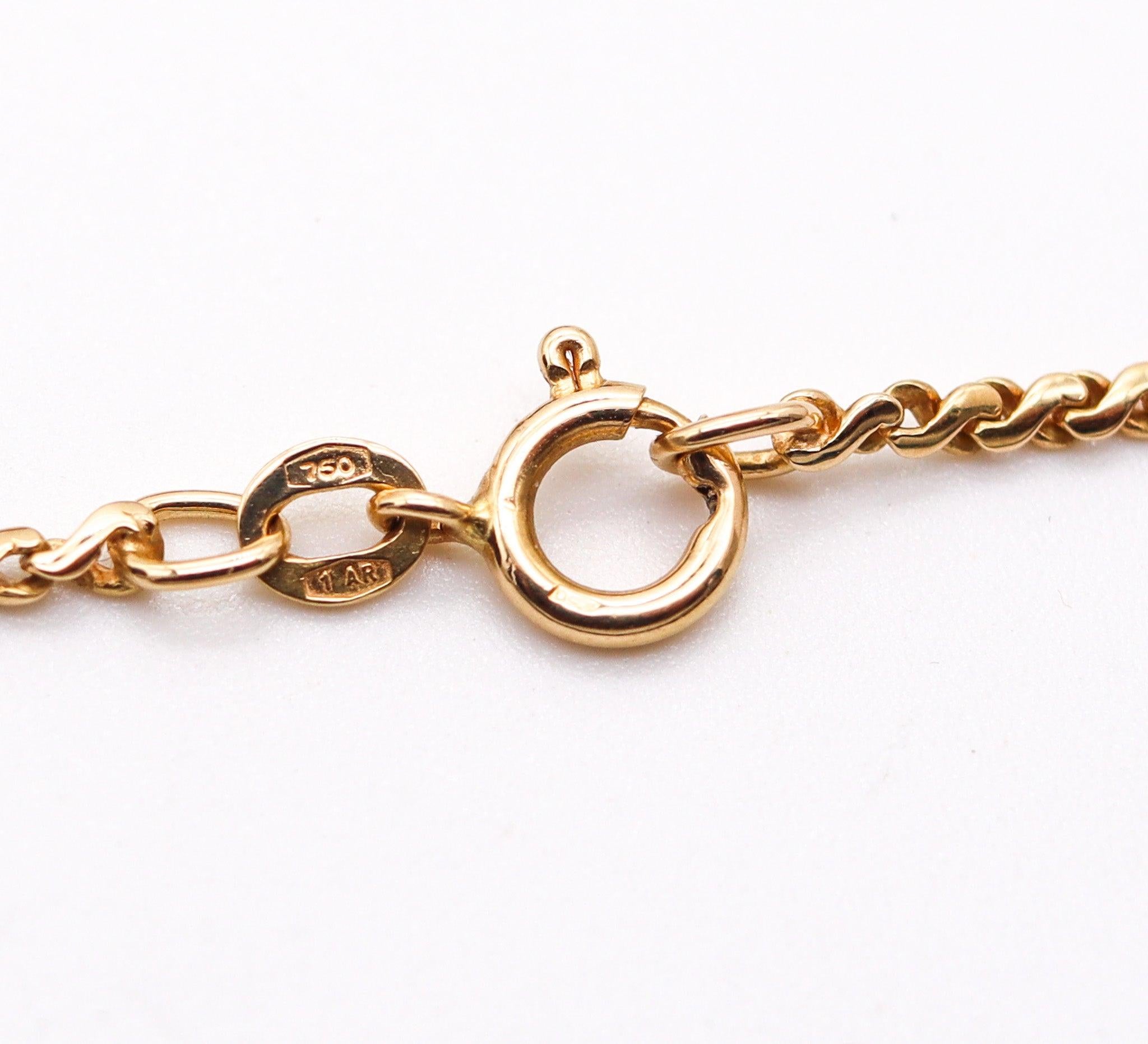 Round Cut ANGELA CUMMINGS 1984 Carnelian Key Necklace In 18Kt Yellow Gold & Pearls For Sale